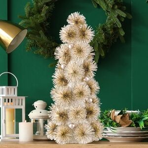 Mini Christmas Tree Champagne Gold 13 inch Tabletop Pine Tree Brand New